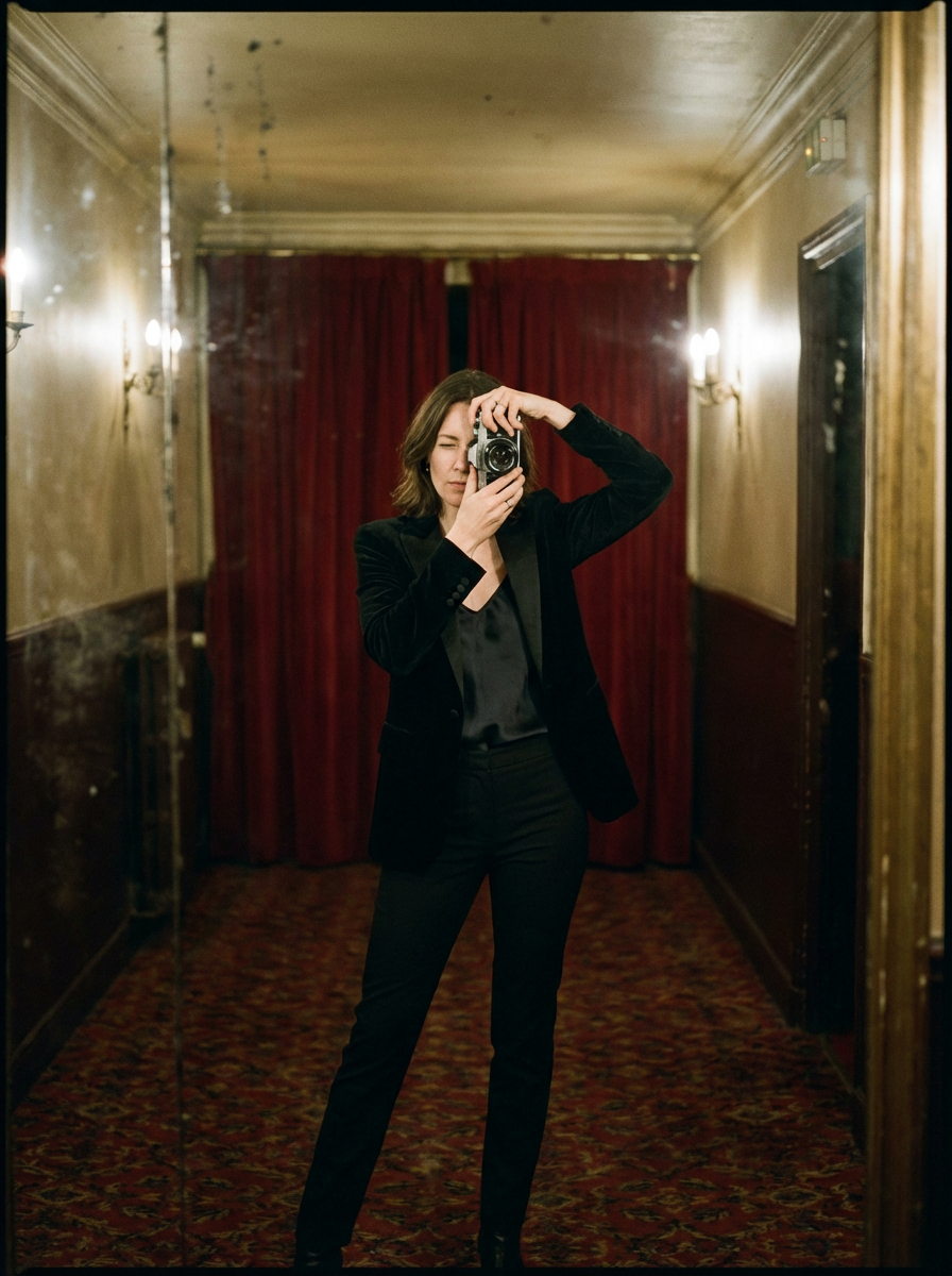 Iris Laurent wearing an AI-styled Movie Night look in Paris